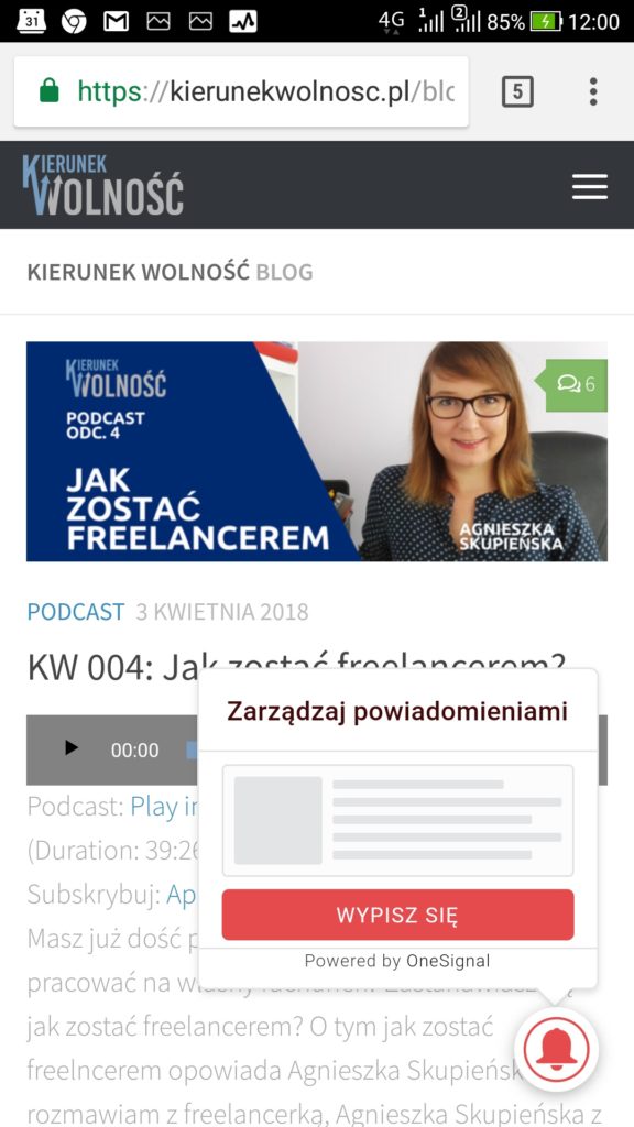 OneSignal powiadomienia push na smartphonie